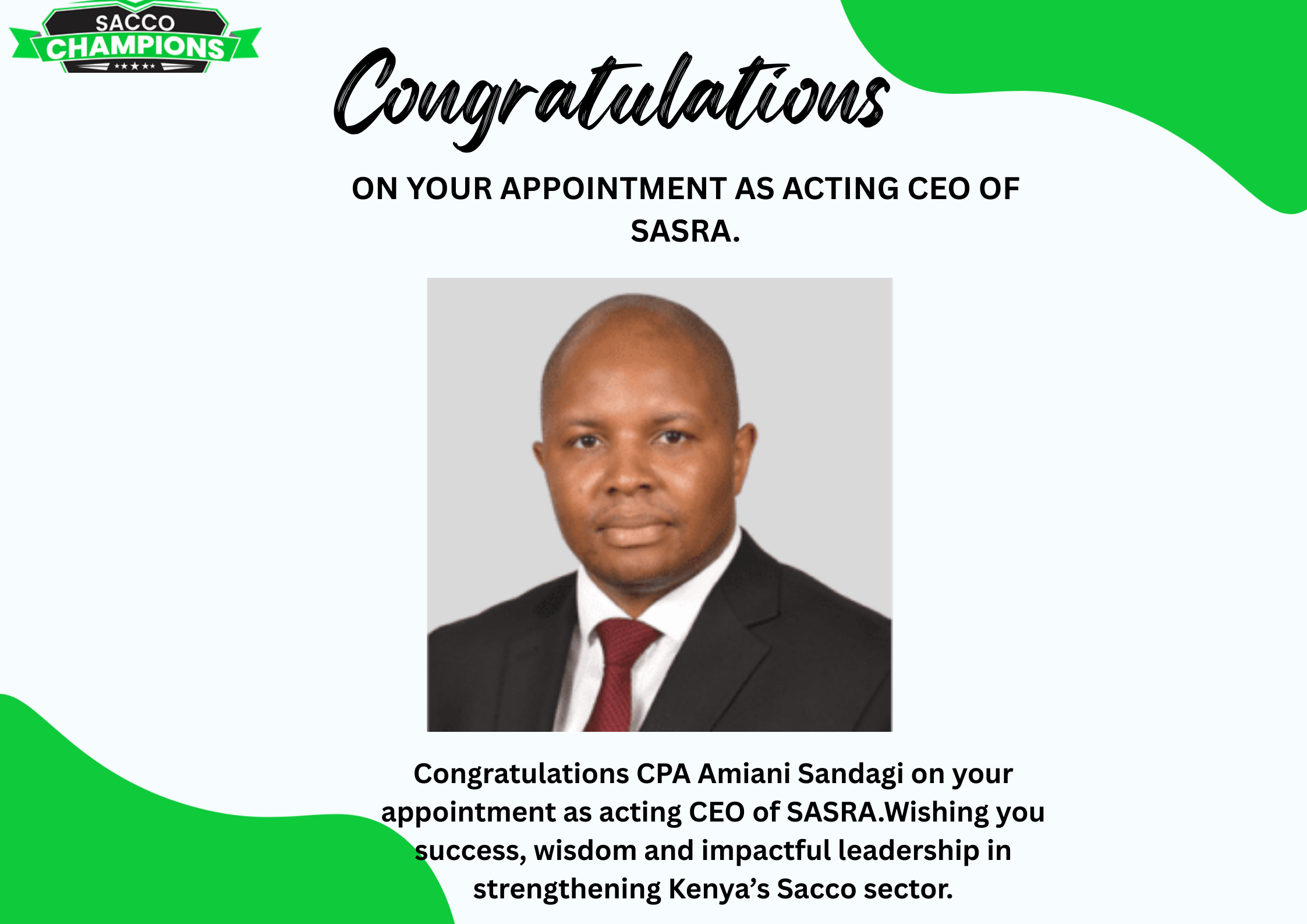 CPA Amani Sandagi SASRA appointment